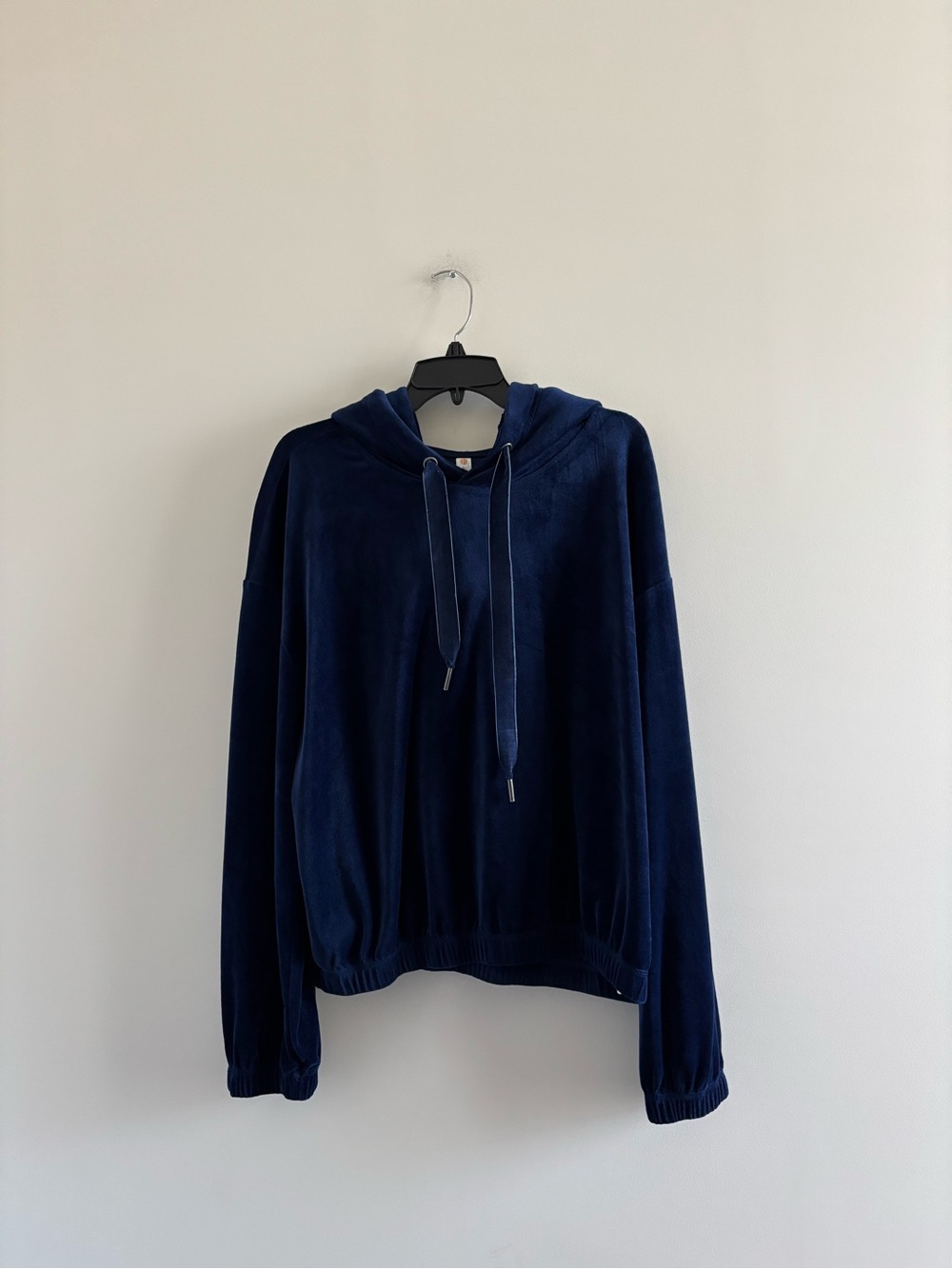 Daily Practice Anthropologie Velour Hoodie Navy Blue Womens XL Athletic Casual - Picture 3 of 10